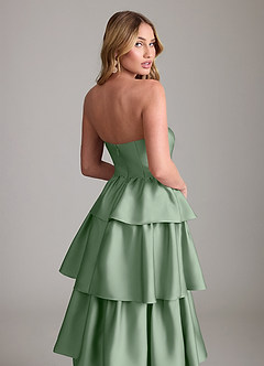 Azazie Faye Bridesmaid Dresses Matcha A-Line Ruched Stretch Satin Dress image6