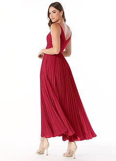 Azazie Raychelle Bridesmaid Dresses Scarlet A-Line V-Neck Chiffon Dress image5