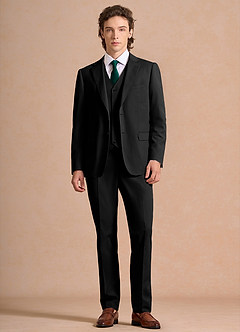 front Carter Sort 3-delt jakkesæt i bomuld og hørblanding