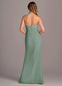 Azazie Jemma Jurken voor bruidsmeisjes Jurk van Chiffon met Kolom Geplooid Zilveren Salie image2