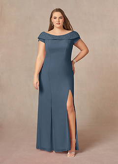 Azazie Cupid vestidos de madre de la novia Vestido de Neptuno de Gasa de Corte En A con Encaje cuello barco image6