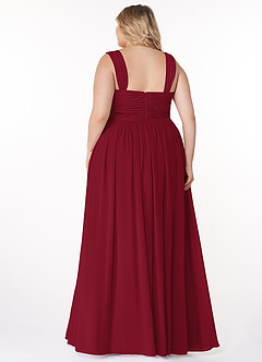Azazie Zapheira Bridesmaid Dresses Burgundy A-Line Ruched Chiffon Dress image8