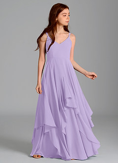 Azazie Karan Junior Abito A-Line in Chiffon Lilla image3