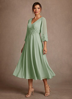 Azazie Ana Klänningar till brudens mor Klä A-Line i Chiffong Spets Dusty Sage image4