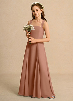Azazie Tater Junior Formal Flower Girl Dresses Bronzer A-Line Pleated Chiffon Dress image5