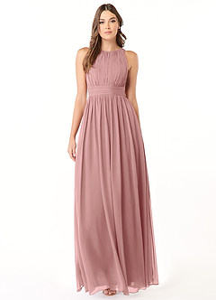 Azazie Luz Bridesmaid Dresses Dusty Rose A-Line Lace Chiffon Dress image1