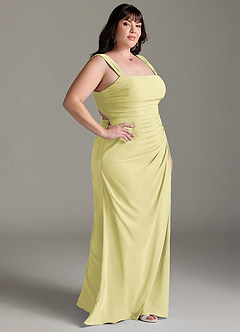 Azazie Jesaphine Bridesmaid Dresses Lemon Sorbet Sheath Bow Chiffon Dress image10