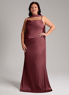 Azazie Sorrel Bridesmaid Dresses Merlot Mermaid Strapless Stretch Satin Convertible Dress image10