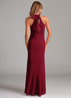 Azazie Doretta Bridesmaid Dresses Burgundy Mermaid Pleated Chiffon Dress image2