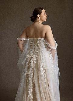 Azazie Wynery Robes de mariée Robe Princesse en Dentelle Épaules dénudées Diamant Nude image18