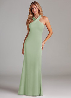 Azazie Doretta Bridesmaid Dresses Dusty Sage Mermaid Pleated Chiffon Dress image3
