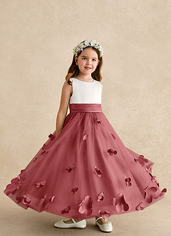 Azazie Vi Flower Girl Dresses Antique Rose A-Line Sleeveless Tulle Dress image8