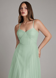 Azazie Teagan Robes de demoiselle d'honneur Robe Trapèze en Tulle Encolure en Forme de Cœur Agave image6
