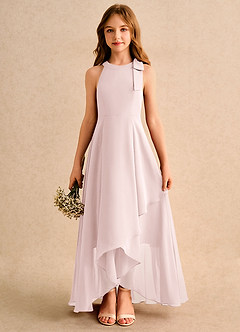 Azazie Boop Girls Formal Blumenmädchenkleider A-Linie Schleifen Chiffon Kleid Zartrosa image1