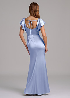 Azazie Elkie 신부 들러리 드레스 인어 스퀘어 네크라인 스트레치 새틴 바닥 길이 드레스 image2