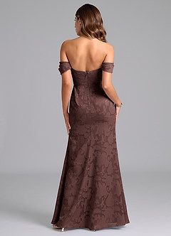 Azazie Saige Bridesmaid Dresses Espresso A-Line Off the Shoulder Floral Burnout Convertible Dress image6