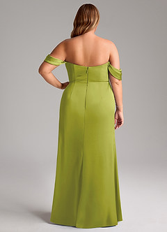 Azazie Saige Vestidos de damas de honor Vestido de Hierba De Limón de Satén Elástico de Corte Recto con Vestidos sin tirantes image12