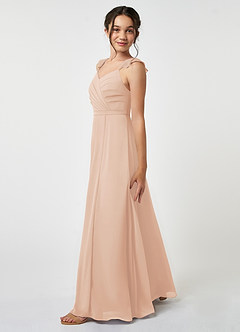 Azazie Emily Junior English Rose A-Line Ruched Chiffon Dress image3