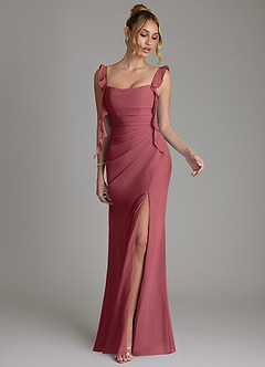 Azazie Jessamine Bridesmaid Dresses Merlot Mermaid Corset Chiffon Dress image4