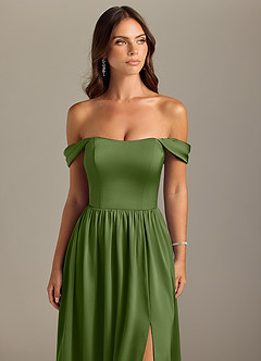 Azazie Calianna Bridesmaid Dresses Juniper A-Line Off the Shoulder Stretch Satin Convertible Dress image4
