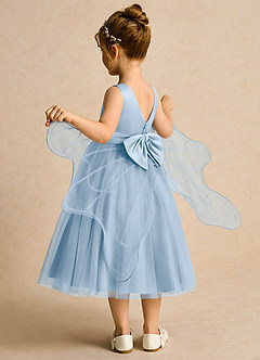 Azazie Pear Flower Girl Dresses Powder Blue Ball-Gown Bow Tulle Dress image5