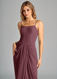 Azazie Anaïs Bridesmaid Dresses Sangria Sheath Strapless Chiffon Dress image7