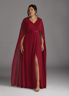 Azazie Isa Mother of the Bride Dresses Burgundy A-Line V-Neck Pleated Chiffon Dress image9
