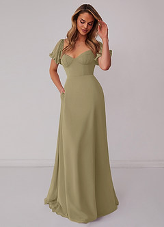 Barbie ♥ Azazie Bridesmaid Dresses Moss Green A-Line Pleated Chiffon Dress image5