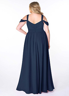 Azazie Lianne Bridesmaid Dresses Dark Navy A-Line Off the Shoulder Chiffon Dress image9