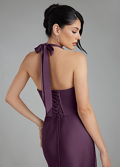 Azazie Torrance Robes de demoiselle d'honneur Robe Sirène en Satin extensible Corset Prune image2