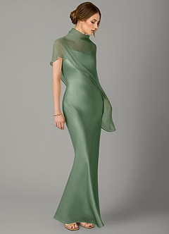Azazie Jaleesa Brudtärnklänningar Klä av A-Linje i Stretch Satin Hög hals Matcha image3