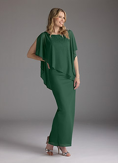 Azazie Aspyn Abiti per la Madre della Sposa Abito Tubino in Maglia Perline Verde Scuro image4