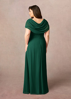 Azazie Mary Mother of the Bride Dresses Emerald A-Line Side Slit Chiffon Dress image8