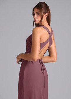 Azazie Evadne Bridesmaid Dresses Sangria Sheath Pleated Chiffon Dress image7