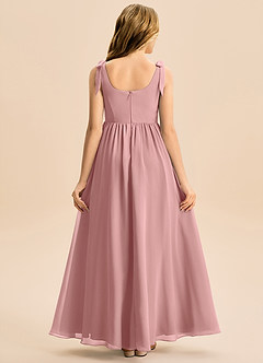 Azazie Delia Junior Abito A-Line in Chiffon Fiocco Rosa Polverosa image6