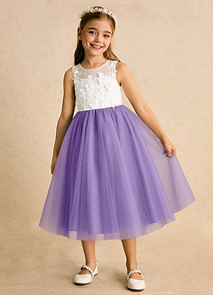 Azazie Lina Flower Girl Dresses Ivory Tahiti Ball-Gown Lace Dress image2