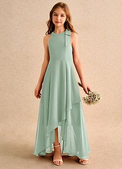 Azazie Boop Girls Formal Jurken voor bloemenmeisjes A-Lijn Jurk van Chiffon Boog Agave image4