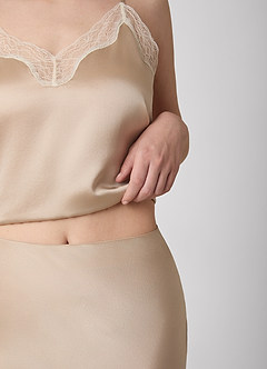 front Anjani 100% Washable Silk Midi Skirt