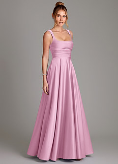 Azazie Azaria Bridesmaid Dresses Candy Pink A-Line Corset Stretch Satin Dress image4