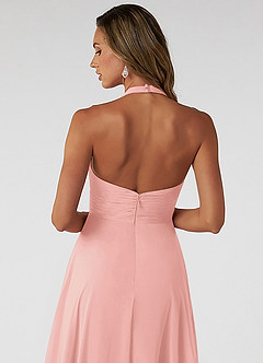 Azazie Tessie Bridesmaid Dresses Rosette A-Line V-Neck Pleated Chiffon Dress image4