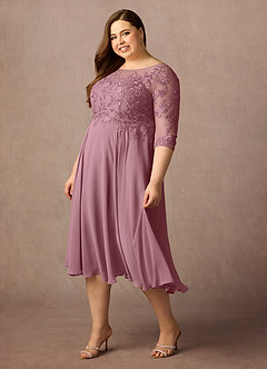 Azazie Marge Kleider für die Brautmutter A-Linie Schaufel Spitze Chiffon Kleid Vintage Mauve image9
