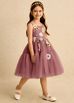 Azazie Osea Blumenmädchenkleider Ballkleid Plissee Tüll Kleid Amethyst image5
