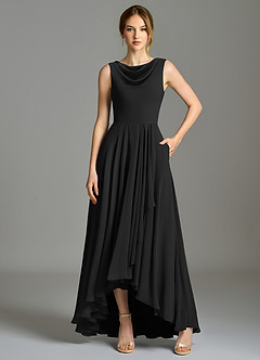 Azazie Wonderland 신부 들러리 드레스 A라인 주름진 쉬폰 바닥 길이 드레스 image6