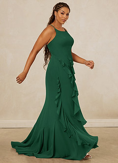 Christian Siriano Bridal for Azazie 1006 Robes de demoiselle d'honneur Robe Sirène en Mousseline de soie Rayé Vert Foncé image13