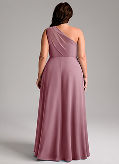 Azazie Phaedra Vestidos de damas de honor Vestido de Malva Vintage de Gasa de Corte en A con Hombro unilateral image8