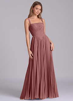 Azazie Mina Final Sale Desert Rose A-Line Pleated Chiffon Dress image5