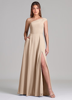 Azazie Melanie Suknie dla druhen Linia A Zza ramienia Szyfon Do ziemi Sukienka image1