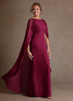 Azazie Artemisia Mother of the Bride Dresses Burgundy Sheath Lace Chiffon Dress image2
