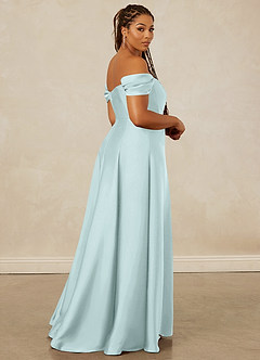 Christian Siriano Bridal for Azazie 1002 Bridesmaid Dresses Sea Glass A-Line Off the Shoulder Stretch Satin Convertible Dress image15