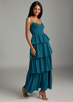 Azazie Kaiden Bridesmaid Dresses Ink Blue A-Line Sweetheart Neckline Chiffon Dress image3